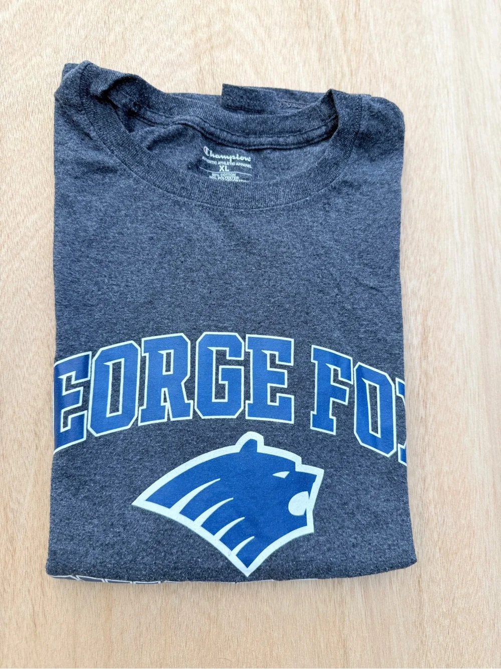 Champion George Fox University Short Sleeve Tee Shirt Grey Men’s XL - Picture 8 of 8